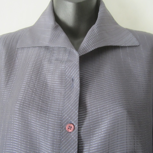 Gorgeous Gray COMO Silk Shirt - Size 10 - Picture 2 of 5